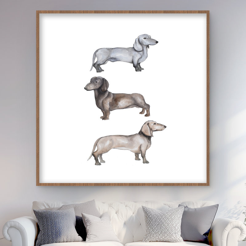 «Dachshund Dogs Hygge», reproduction matte encadrée | Décoration intérieure