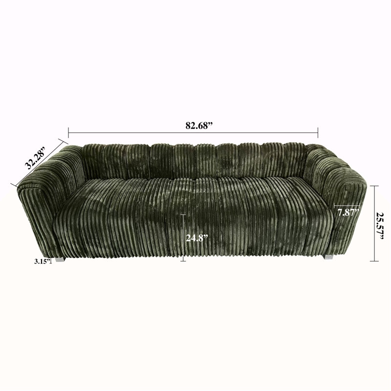 Canapé compact à deux places avec repose-pieds - Structure en bois, rembourrage en éponge et tissu en velours côtelé pour une vie moderne