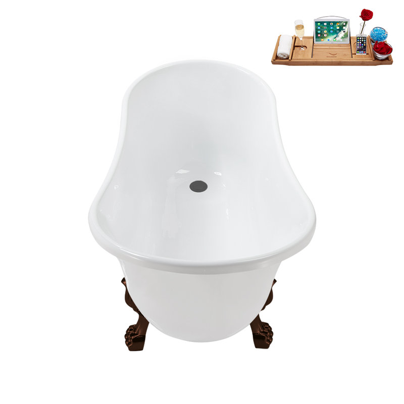 51.2'' x 25.6'' Soaking Acrylic Bathtub, Matte Oil Rubbed Bronze, Brushed Gun Metal