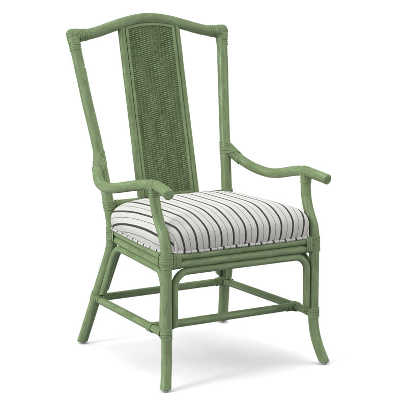 Drury Lane Slat Back Dining Arm Chair, Gray Sugar Performance; 0863-84, Celery
