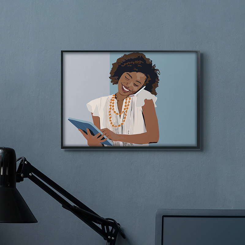 Portrait d'une femme professionnelle avec tablette, Giclée encadrée noir minuit, H 16 po x l 20 po