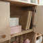 Bahut de bureau avec tablettes réglables, finition brune