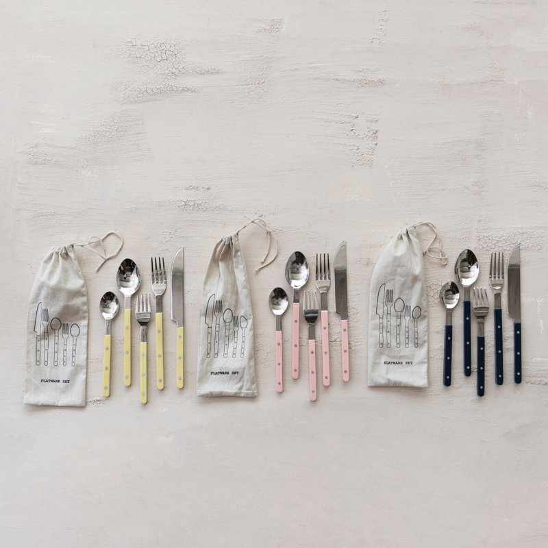 Artisan Stainless Steel & Pink Resin Flatware, Pink