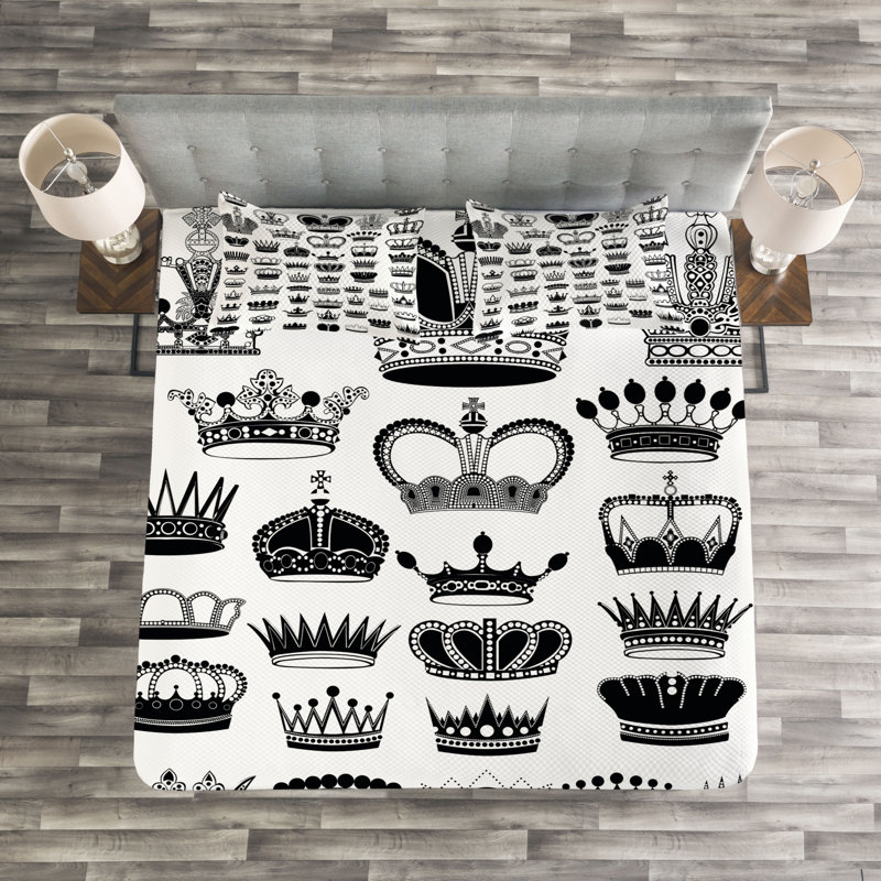 Aelicia Black/White Microfibre Bedspread Set, 220 x 220 cm
