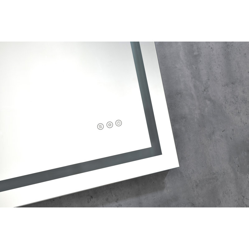 Grand miroir de salle de bain à DEL de 40 po x 32 po - Brouillard, intensité variable, 3 couleurs, fonction mémoire, fixation murale pour une décoration chic