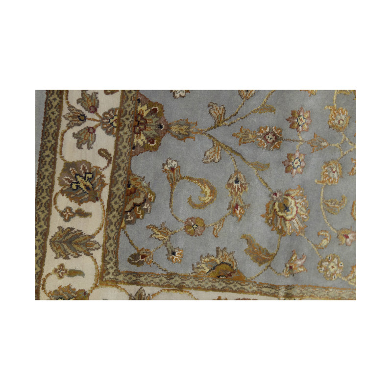 Tapis bleu et ivoire de haute qualité noué à la main