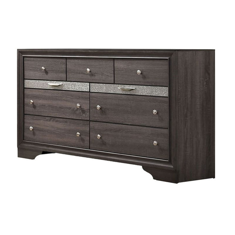 Commode à 9 tiroirs l 62,6 po, Gris