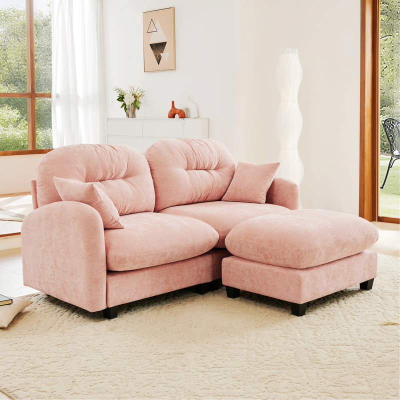 Canapé de style moderne pour l'intérieur, canapé modulaire en forme de L avec repose-pieds, tissu doux, dossier capitonné, mousse à haute densité pour les chambres à coucher, les salons et les coins lecture