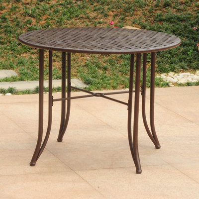 Doric Round Metal Outdoor Dining Table With Umbrella Hole , in. W 39'' in. D
