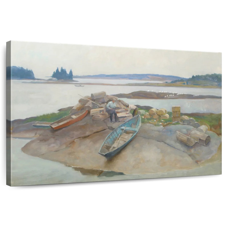 Alvord réparant les pièges Martinsville, Maine, H 34 po x l 51 po