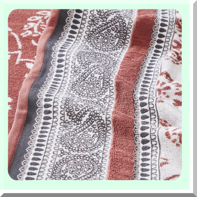 LuxWeave 6-Piece Towel Set: 2 Bath, 2 Hand, 2 Washcloths - Yarn Dyed Jacquard & Solid in Ophelia Clay