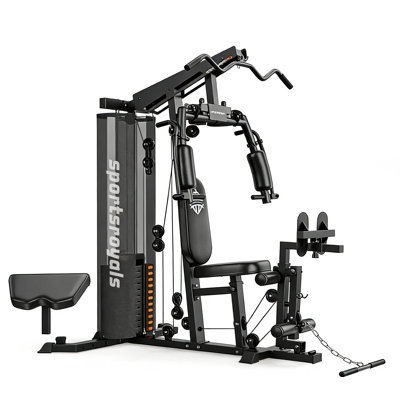 FED Fitness Sportsroyals Series DRZ All-in-One Home Gym Station, 150 lb Weight Stack, Leg Press and Pulley System