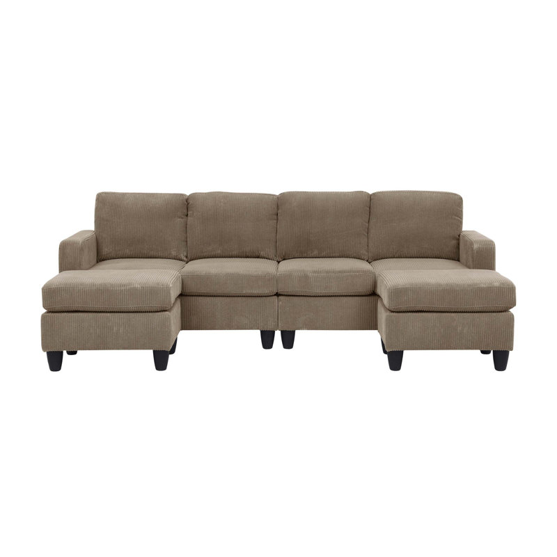 Ranjeeta 101" Wide Modular Sofa with Ottoman, Camel Corduroy