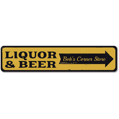 Signe en métal «Liquor & Beer»