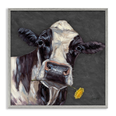 «Vache avec marguerite jaune» par Stupell Industries