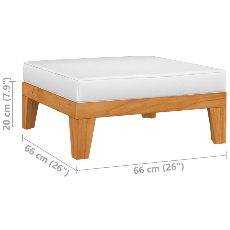 Repose-pieds modulaire avec coussin en bois d'acacia massif, Crème