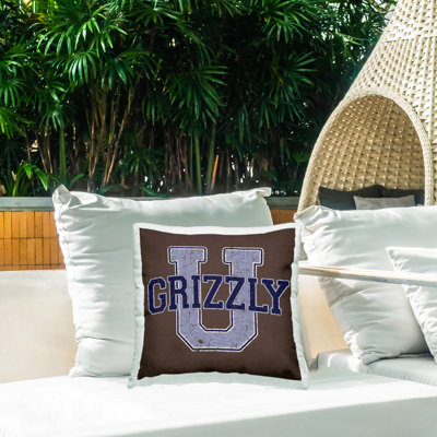 Grizzly U College University Outdoor Printed Pillow by Spirit Animals/Life Is High