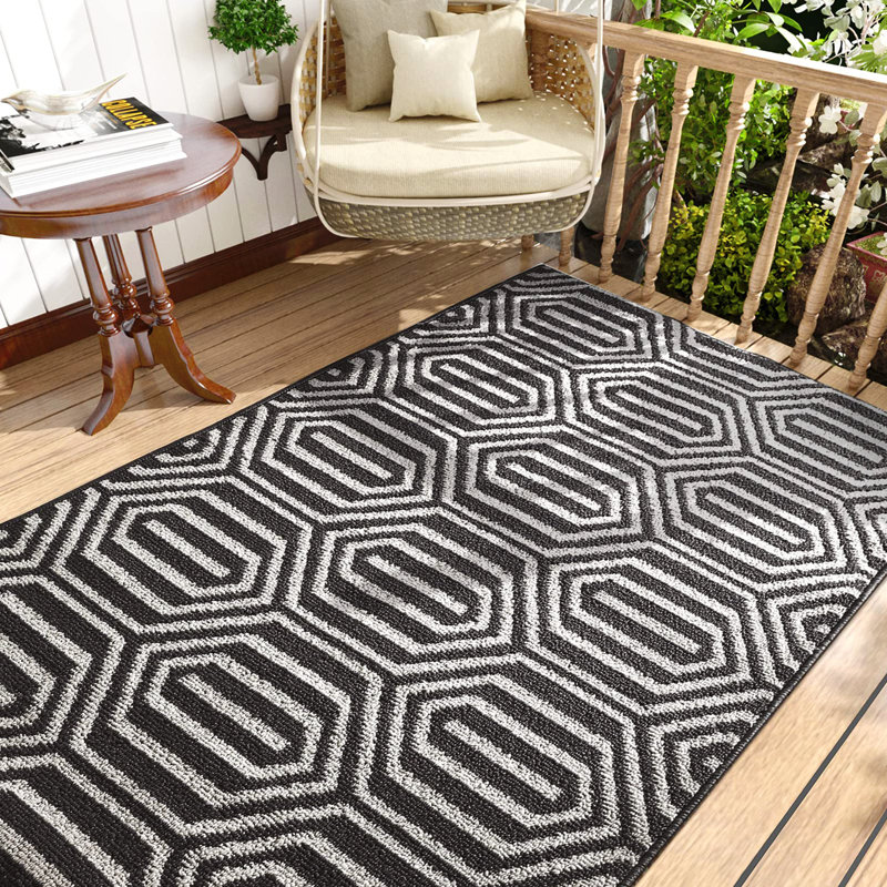 Low-Profile Floor Non-Slip Door Mat, Black, 38.1cm W x 61cm L