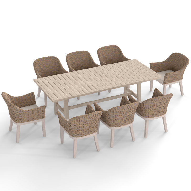 Ensemble repas d'extérieur pour 8 personnes avec coussins, H 30 po x l 90,5 po x P 39 po, 8