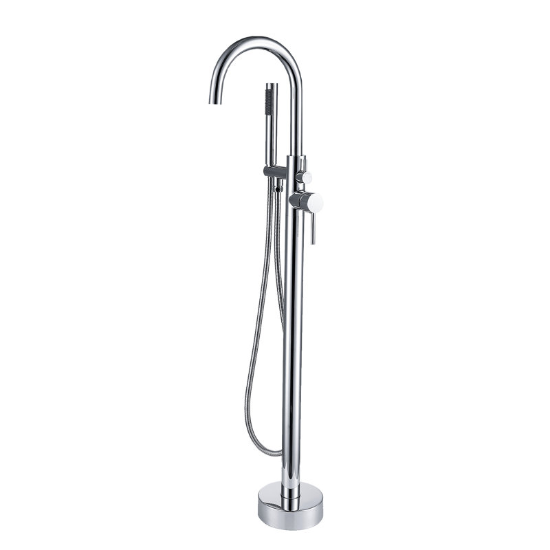 Hand Shower Paired With Freestanding Bathtub Faucet - Look Strong Build