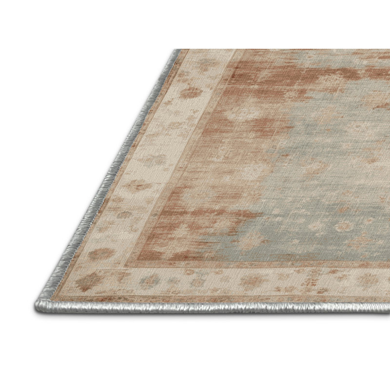 Tapis beige surteint lavable à la machine, Rectangle 6 pi x 9 pi