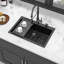 Évier à quartz noir de 33 po x 22 po d'aspect granit, et la surface lisse réduit l'accumulation de saleté, le fonctionnement hygiénique silencieux, stable, minimise les vibrations, facilite le nettoyage, la désinfection et l'entretien