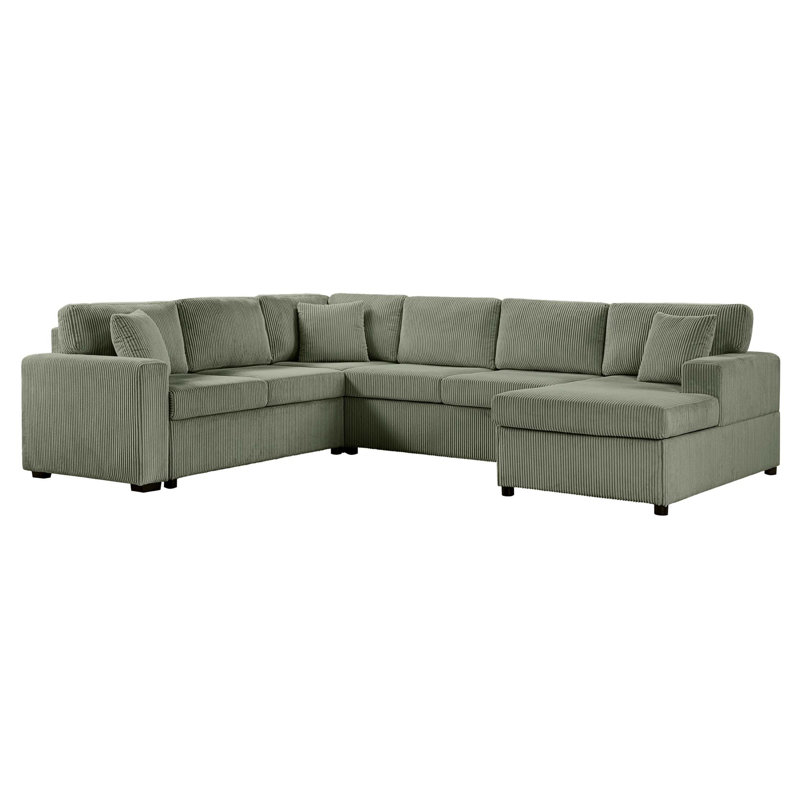 U-Shaped Sectional Sofa with Chaise Lounge and Soft Throw Pillows