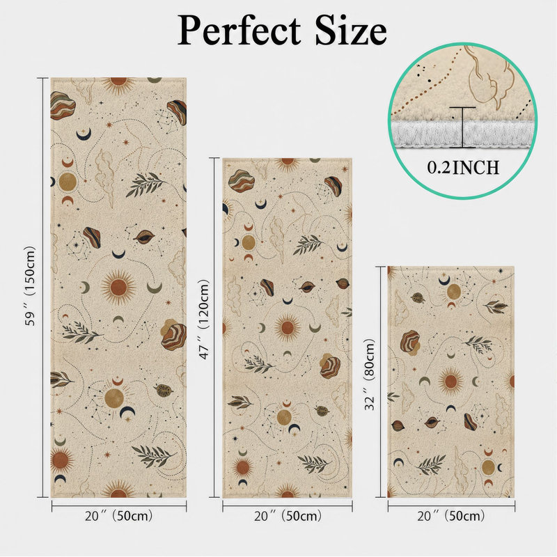 Botanical Prints Non-Slip Washable Kitchen Mats