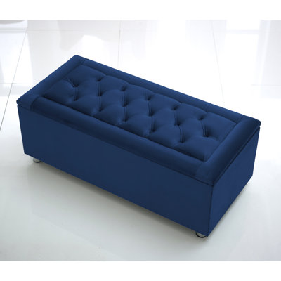 Carthel 105cm Wide Velvet Tufted Rectangle Solid Colour Ottoman with Storage
