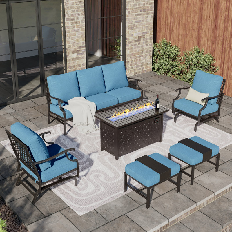 Asfand Patio Conversation Set, Denim Blue, Yes