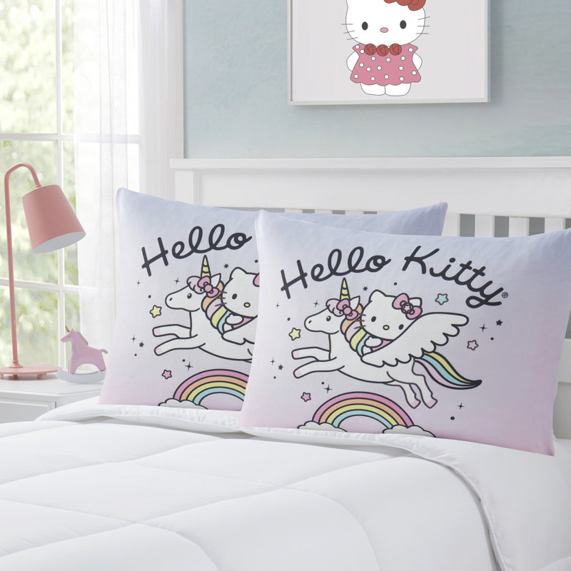 Hello Kitty Kids Bed Pillow Pack W/ Removable Pillowcase, 2-Pack