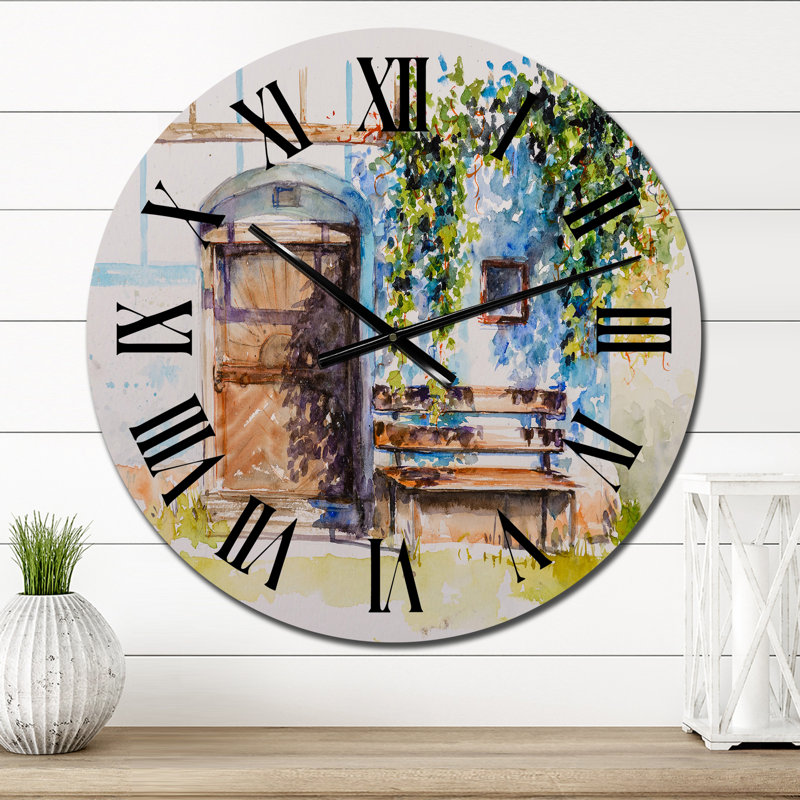 Porte à une cave à vin dans un ancien bâtiment en Styrie - Horloge murale moderne Mid-Century, Petit