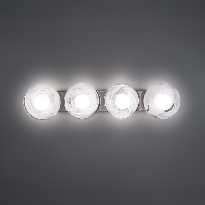 Fresco 34" Dimmable LED Bath Vanity & Wall Light With Artisanal Glass Shade, 3000K Color Temperature, Brushed Nickel