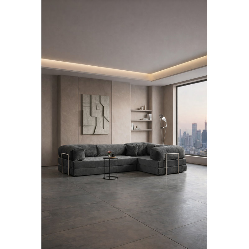 Canapé modulaire en L Anthracite, Gris anthracite