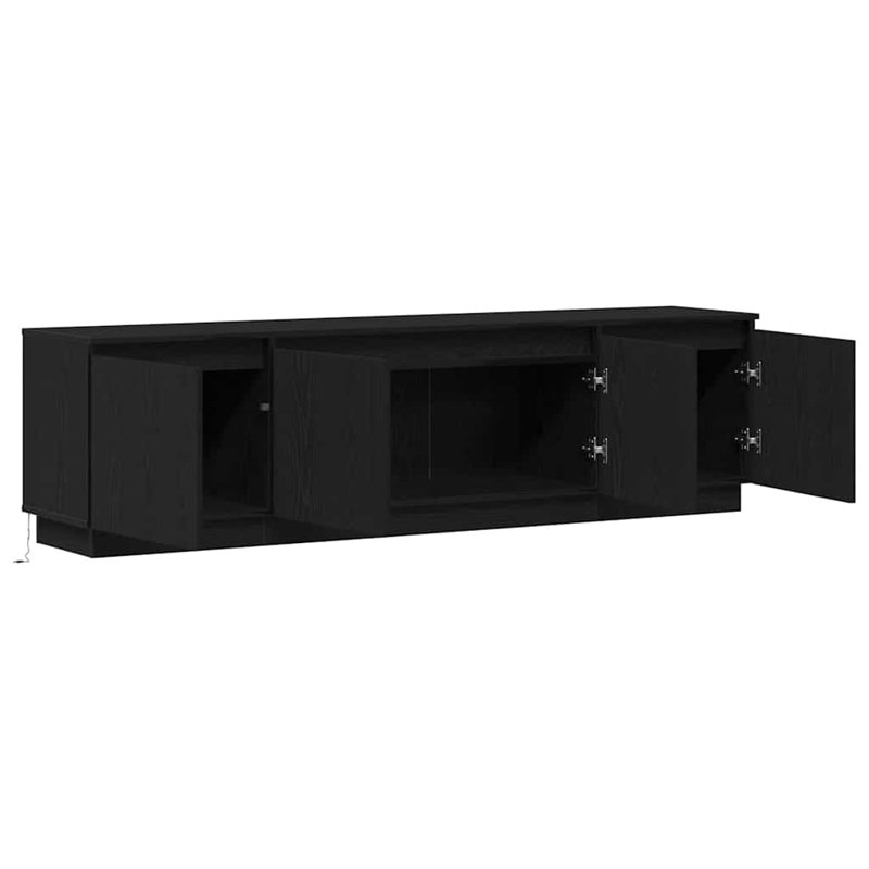 TV Cabinet With LED 180 X 38 X 49 Cm Engineered Wood, Black Oak