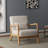 Jyrin 25.8" Wide Mid Century Upholstered Beige Linen Solid Wood Accent Chair with an Extra Pillow-1586438808