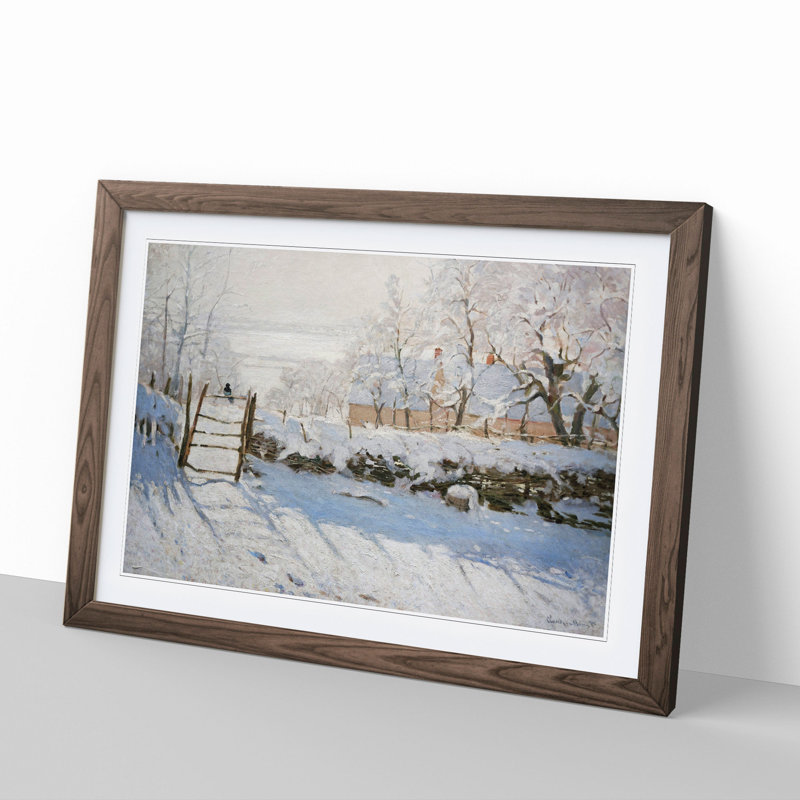 The Magpie by Claude Monet - Picture Frame Painting, 36cm H x 48cm W x 2cm D, Walnut Framed