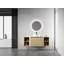 Meuble-lavabo mural 54 po avec lavabo d'art en céramique et 2 tablettes de rangement, 2 portes à fermeture en douceur, emballage KD, contreplaqué-125515218
