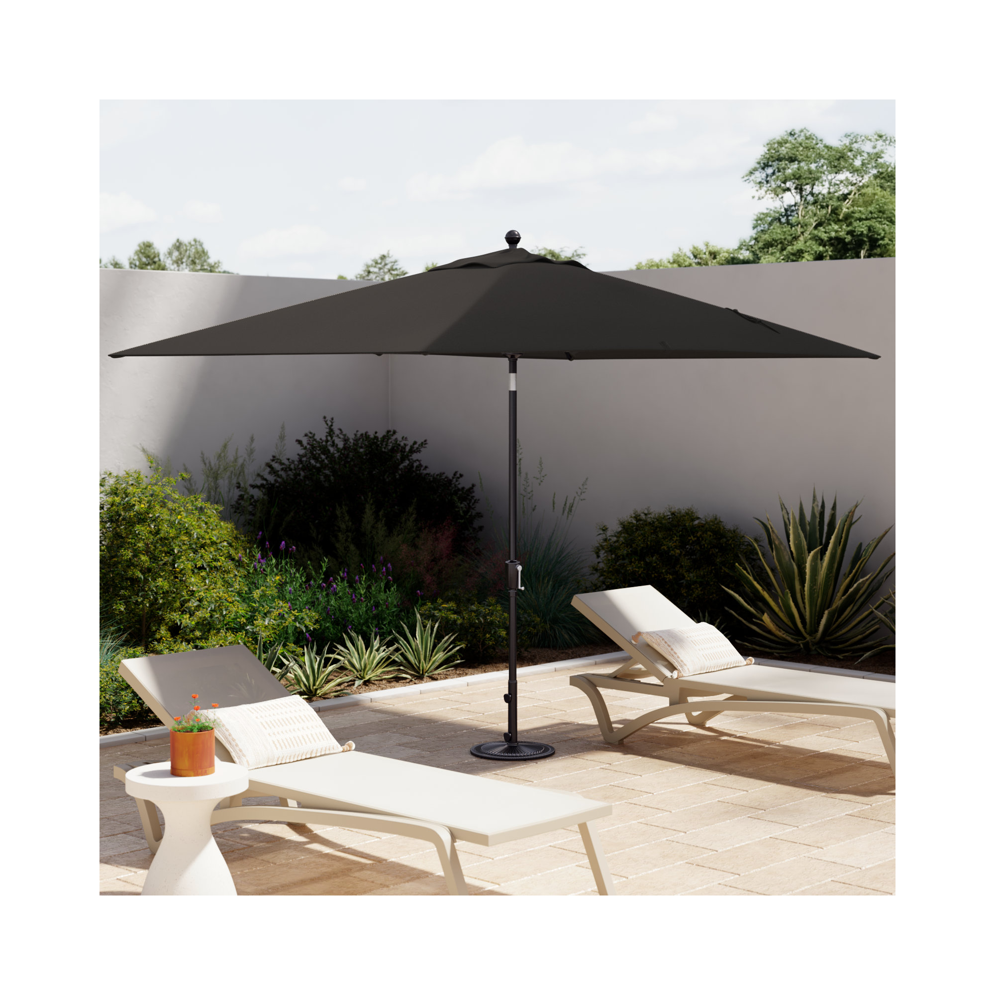 Launceston 78'' Outdoor Umbrella, Black Solefin, Black