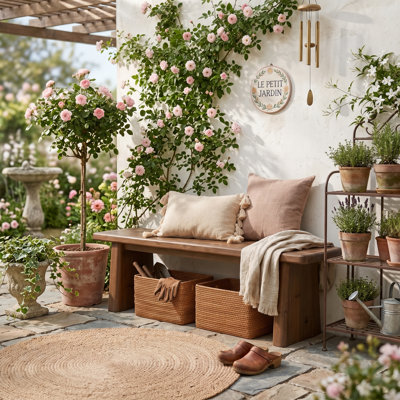 55.1" Solid Wood Bench, Rustic Entryway Bench