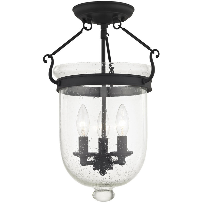 Glass Semi Flush Mount, Black