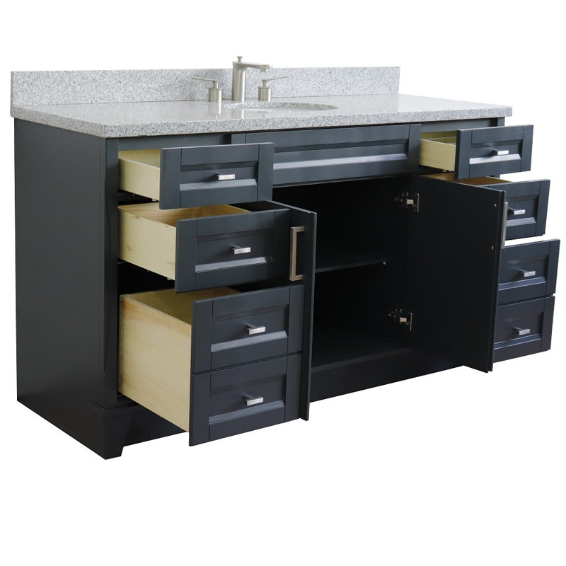 Constantin 61'' Single Bathroom Vanity with Top, Grey Granite