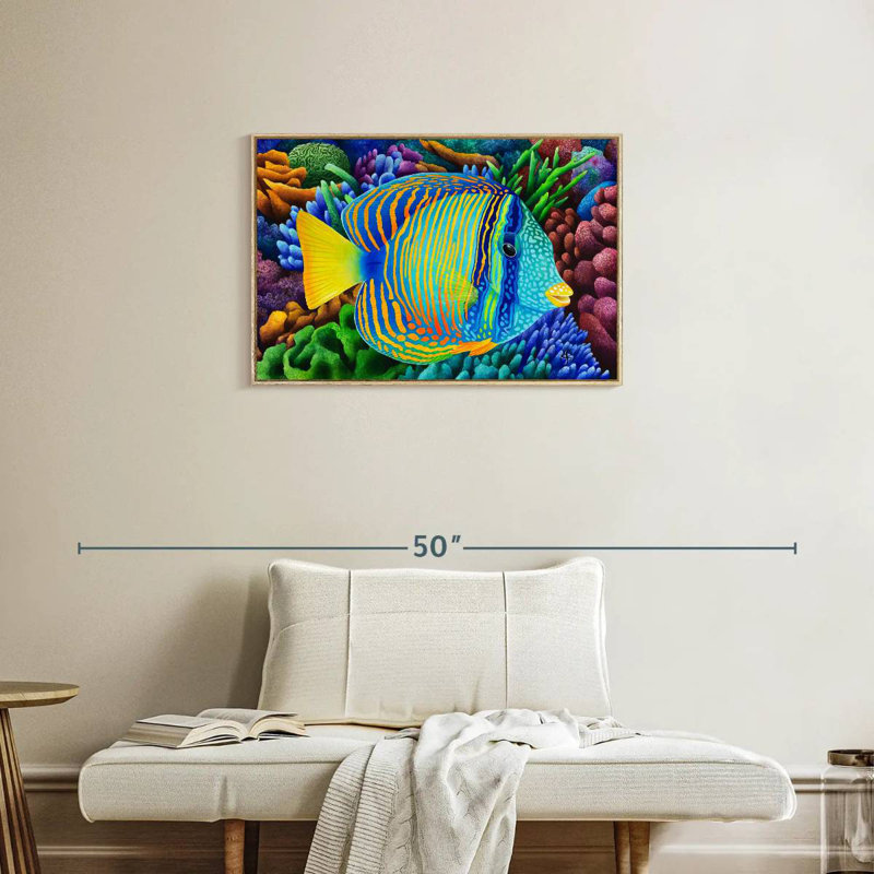Sailfin Tang, Cadre flottant en bois naturel, 31 po x 21 po