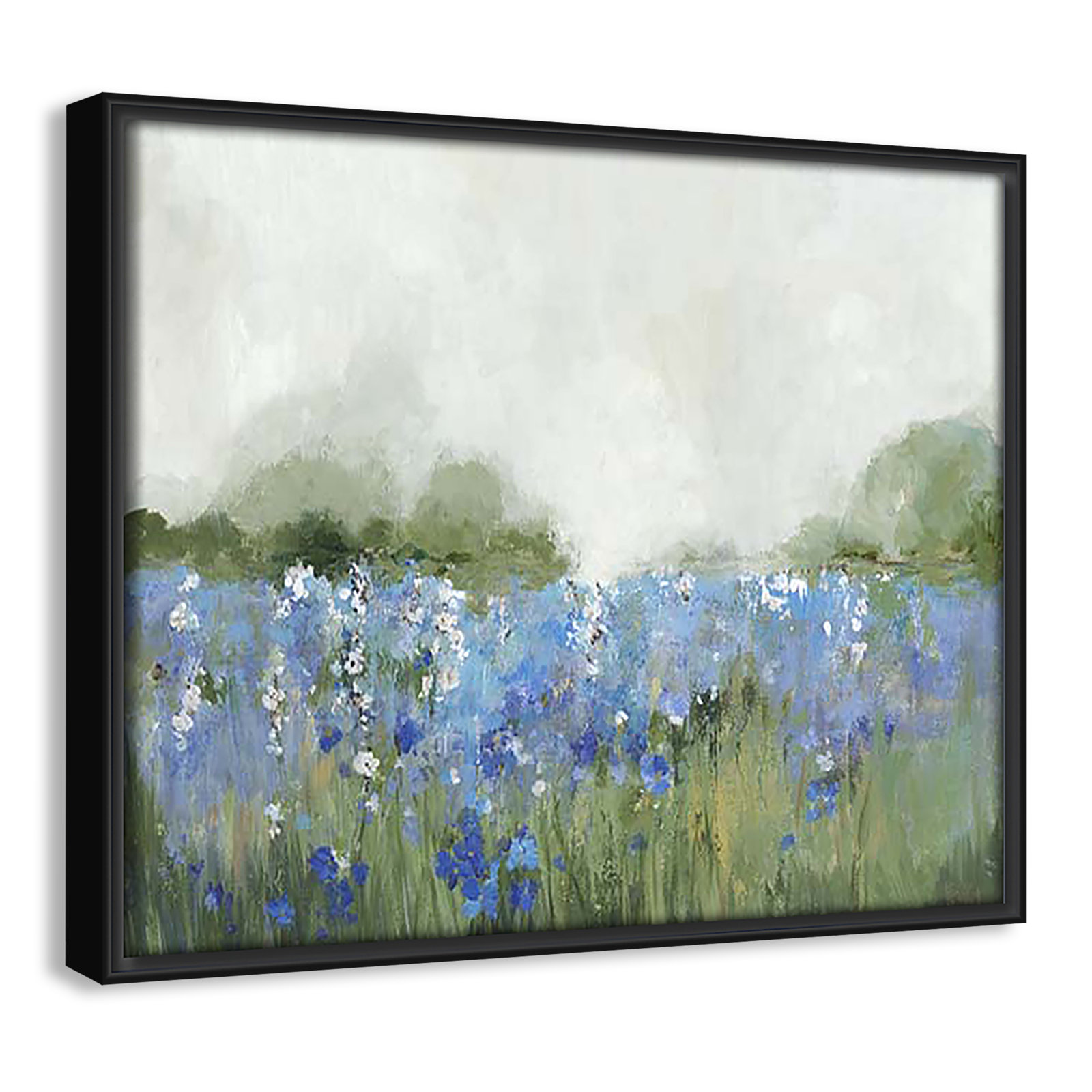 Meadows Bluebels Field "Meadows Bluebells Field" Print, 9.5" H x 11.5" W x 2" D, Black Framed