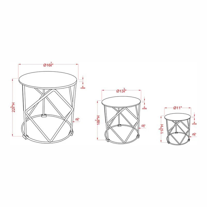 Drum 3-Piece Nesting Tables, Walnut