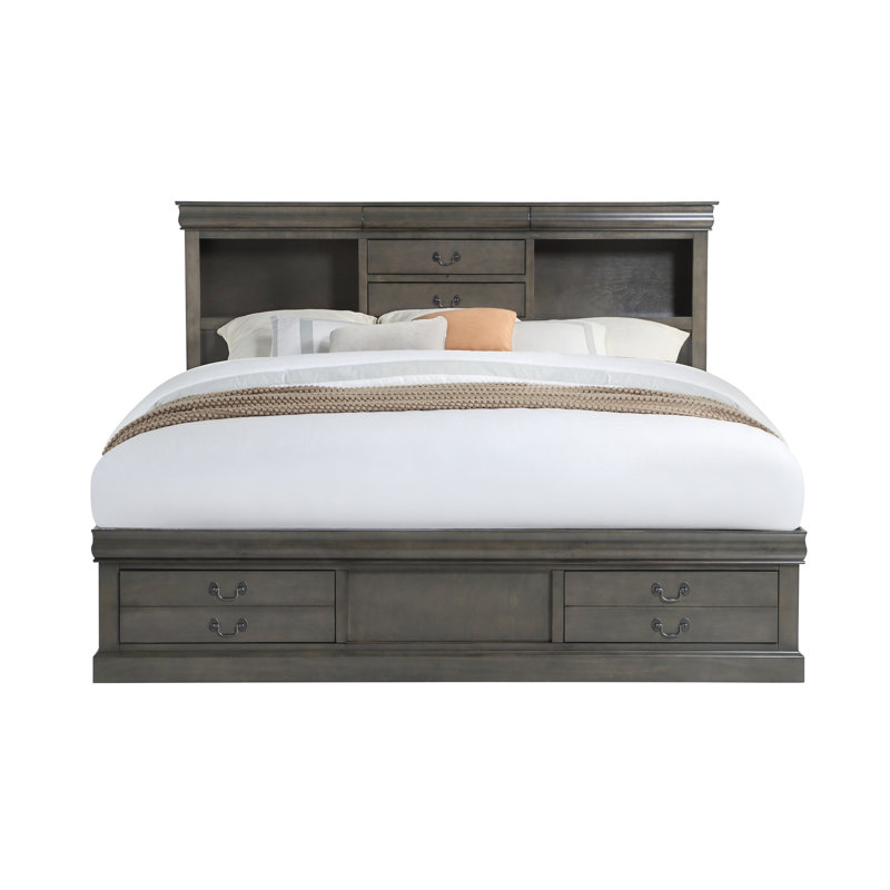 Cavender Queen Storage Bed with 5-drawer, Dark Gray
