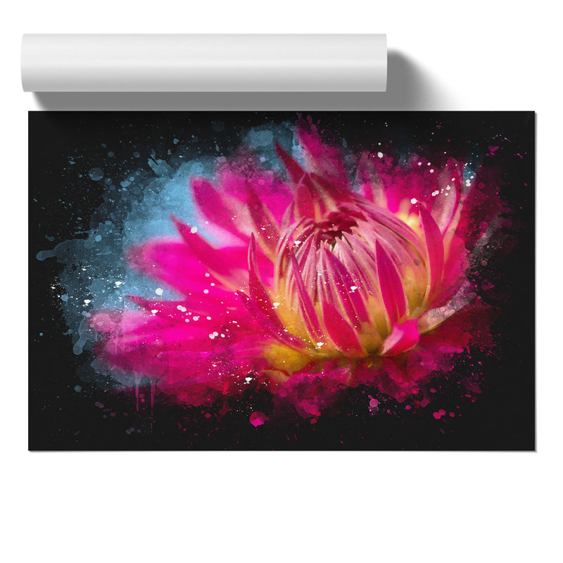 The Pink Flower Paint Splash - Frameless Print, 30cm H x 42cm W x 0.1cm D