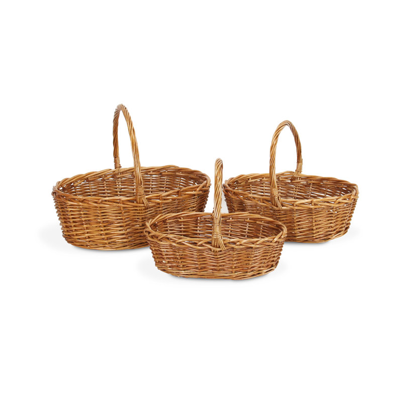 Ensemble de 3 paniers ovales en osier, Brun moyen