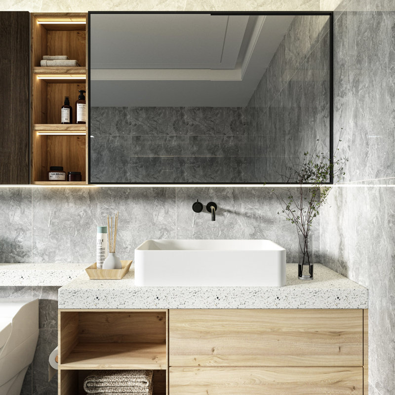 Pensen 15.7'' White Solid Surface Rectangular Bathroom Sink