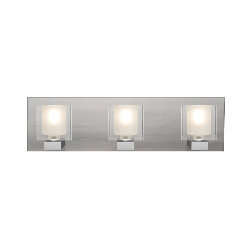 Barre d’éclairage de salle de bain 3 lumières Rockwell, Nickel satiné, DEL